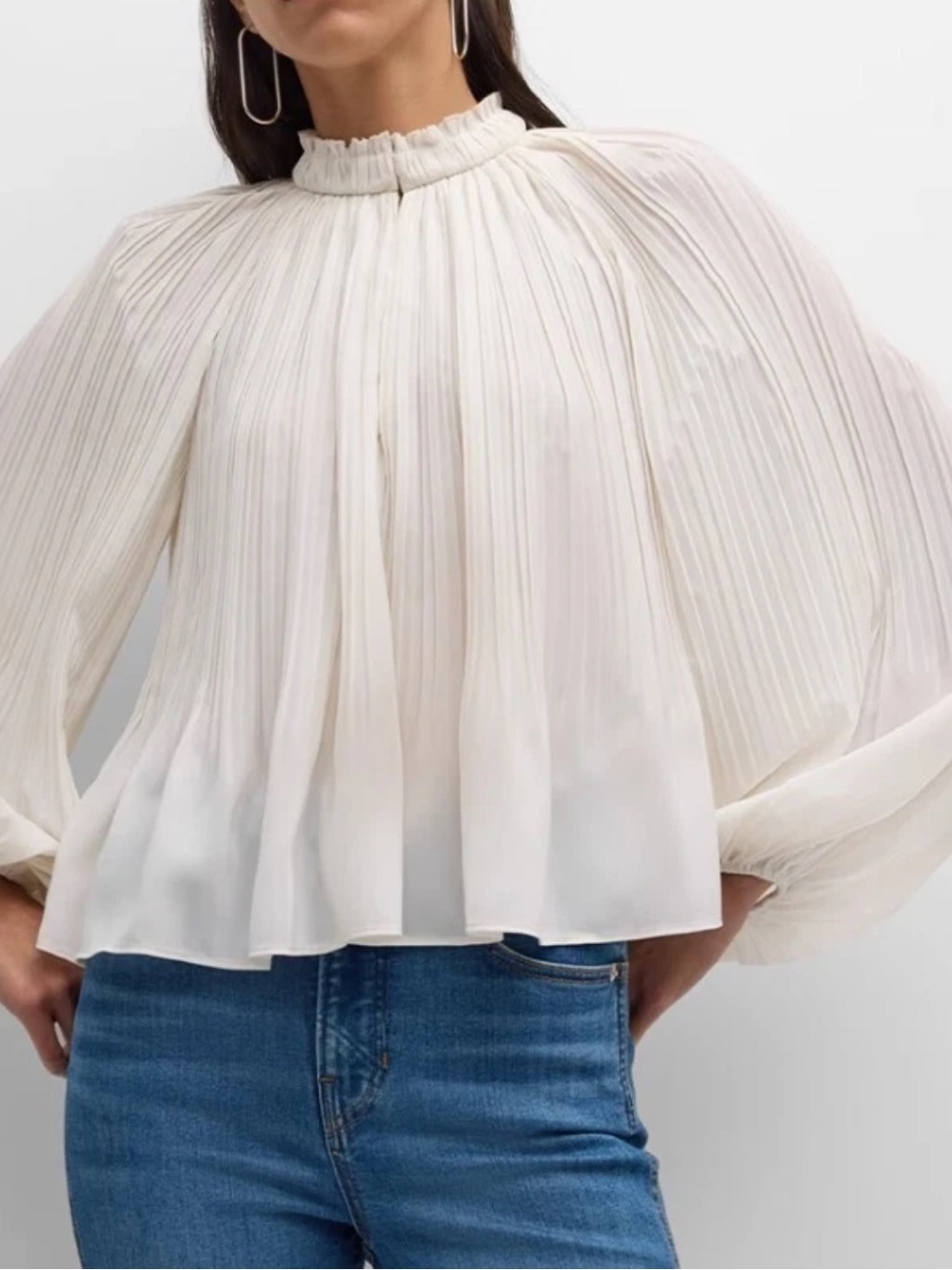 Veronica Beard ‘Walker’ Ivory Pleated Blouse • 4
